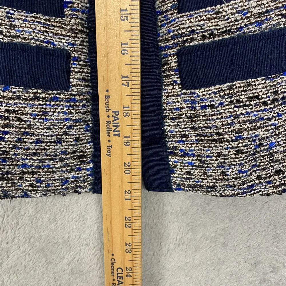 J Crew Jacket Womens 00 Petite Blue Tweed Blazer Office Lined - Picture 4 of 9
